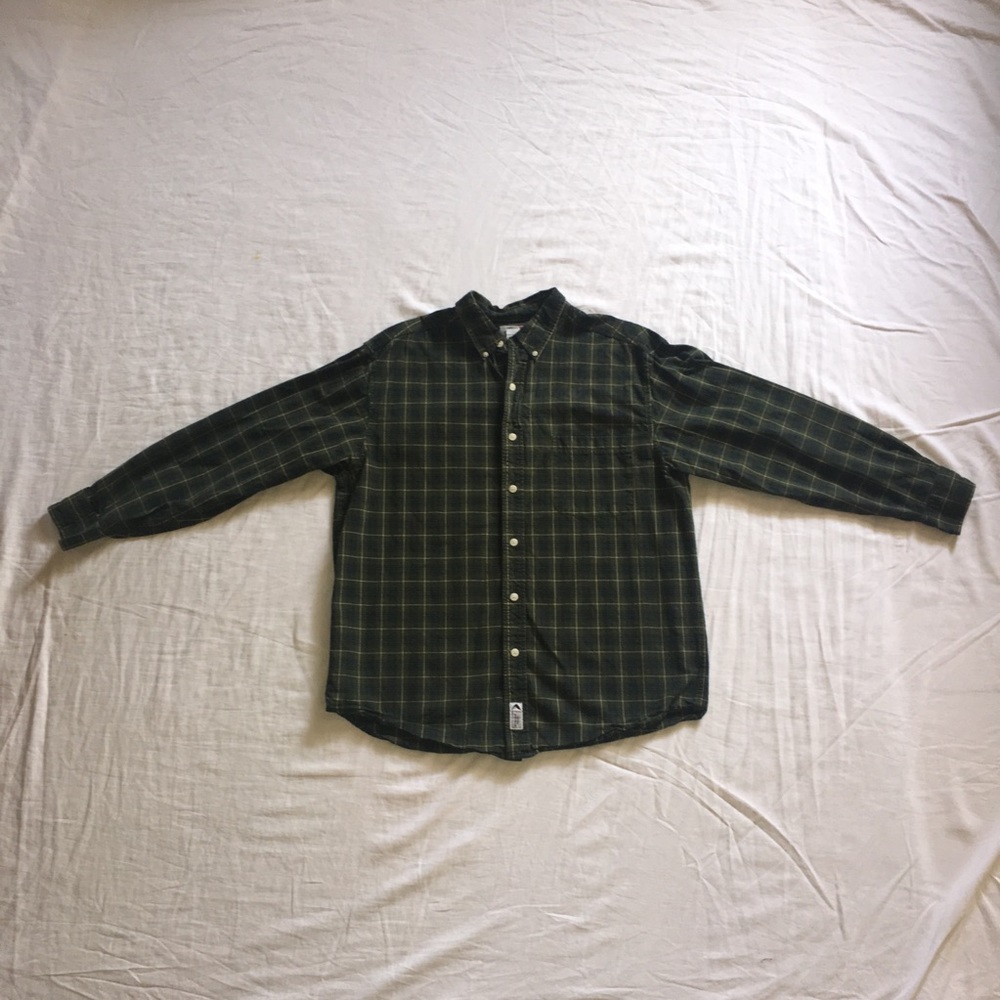 Green, blue, and white flannel